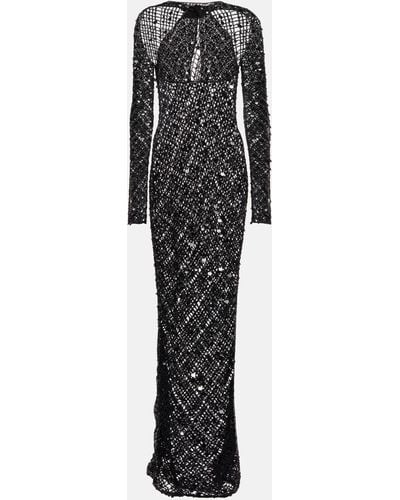 Coperni Sequin-embellished Crochet Maxi Dress - Black