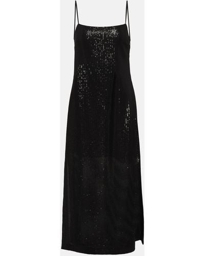 Max Mara Alias Sequined Georgette Maxi Dress - Black