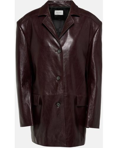 Magda Butrym Oversized Leather Jacket - Brown