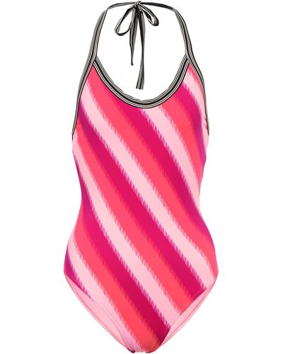 Dries Van Noten Striped Halterneck Swimsuit - Pink