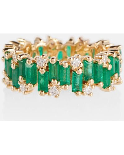 Suzanne Kalan 18kt Gold Ring With Emeralds - Green