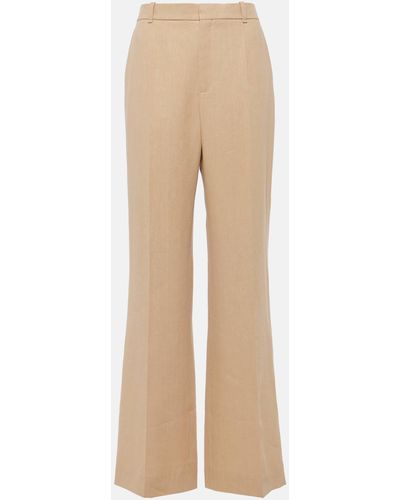 Chloé Linen Wide-leg Pants - Natural
