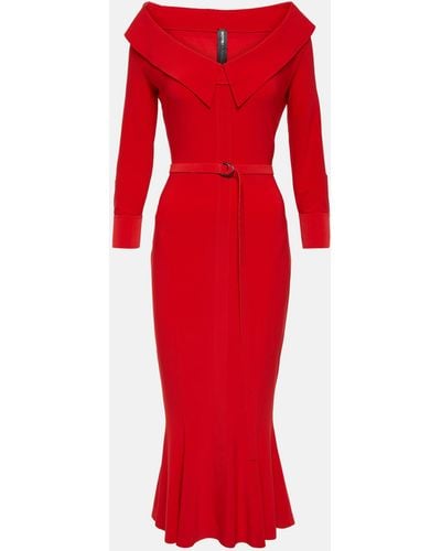 Norma Kamali Off-shoulder Midi Dress - Red