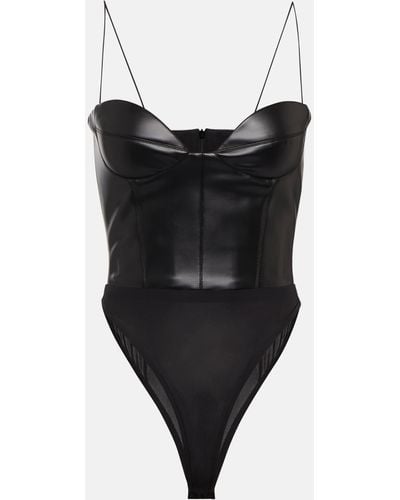 Alex Perry Halston Faux Leather Bodysuit - Black
