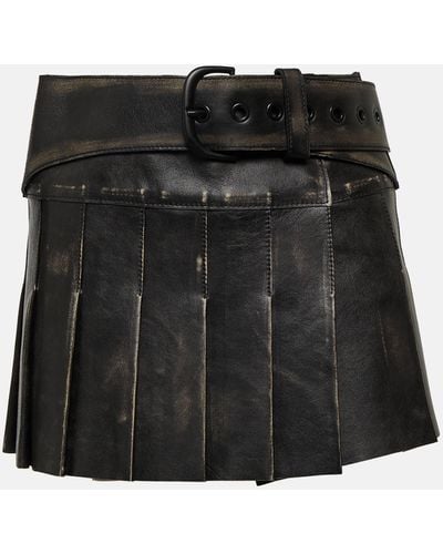 Off-White c/o Virgil Abloh Pleated Leather Miniskirt - Black