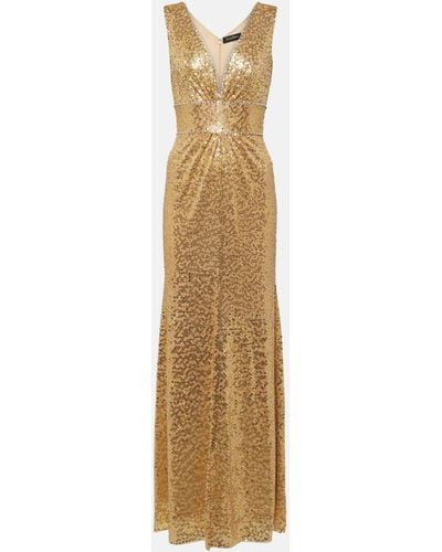 Jenny Packham Cygnet Sequined Ruched Gown - Metallic