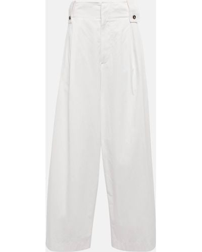 Bottega Veneta High-rise Wide-leg Poplin Pants - White