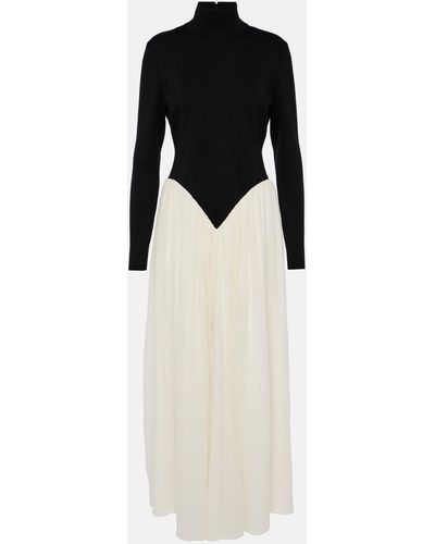 Chloé Pleated Wool-blend Maxi Dress - White
