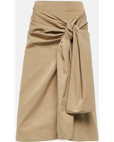 Bottega Veneta Draped Cotton-blend Midi Skirt - Natural