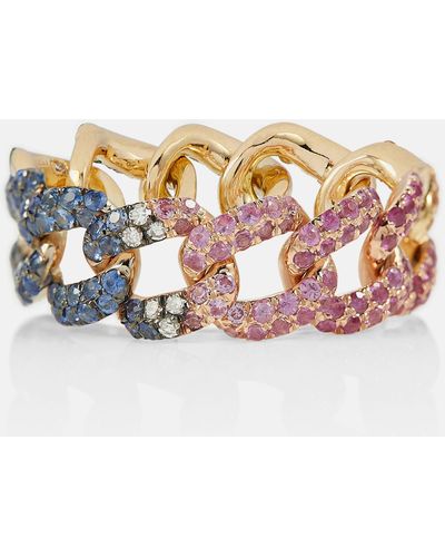 SHAY Rainbow Pave Medium Link 18kt Gold Ring With Diamonds - Multicolour