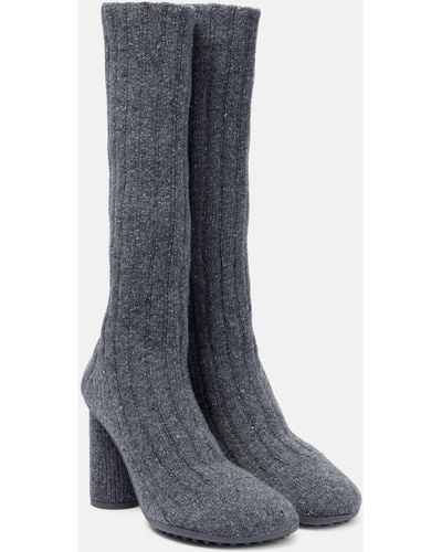 Bottega Veneta Wool-blend Knee-high Sock Boots - Grey