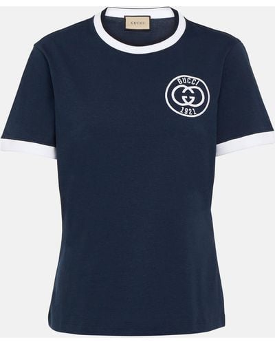 Gucci Interlocking G Cotton Jersey T-shirt - Blue