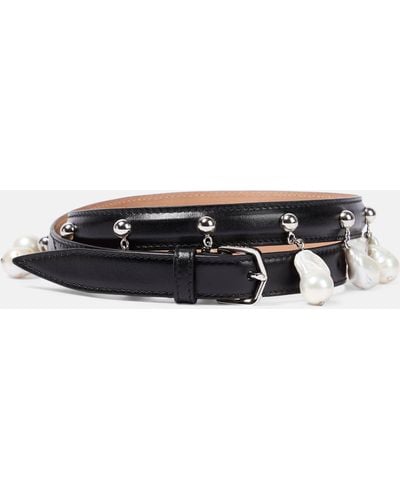 Alaïa Alaia Faux Pearl-embellished Leather Belt - Black
