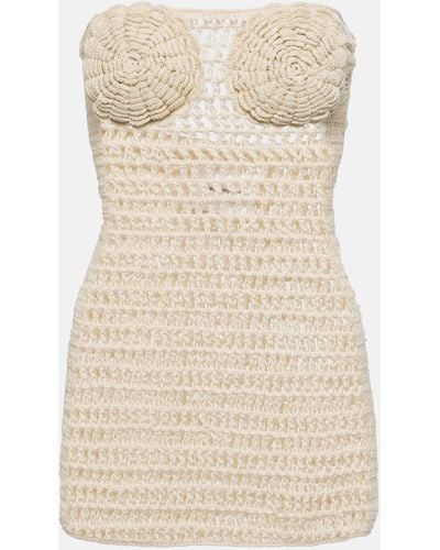 Anna Kosturova Camellia Cotton Crochet Bustier Dress - Natural