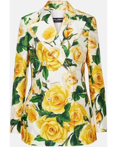 Dolce & Gabbana Turlington Floral Silk-blend Jacket - Yellow