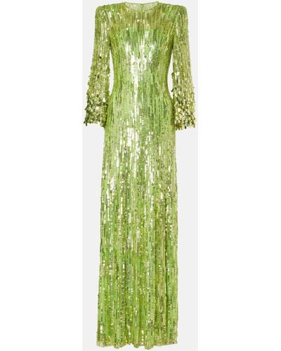 Jenny Packham Nymph Sequined Gown - Green