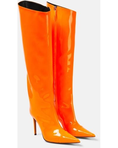 Alexandre Vauthier Patent Leather Knee-high Boots - Orange