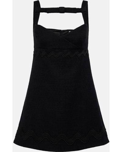 Patou Bow-detail Cotton-blend Tweed Minidress - Black
