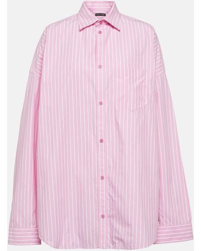 Balenciaga Cotton Poplin Striped Shirt - Pink