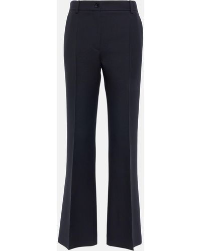 Valentino High-rise Wool And Silk Pants - Blue