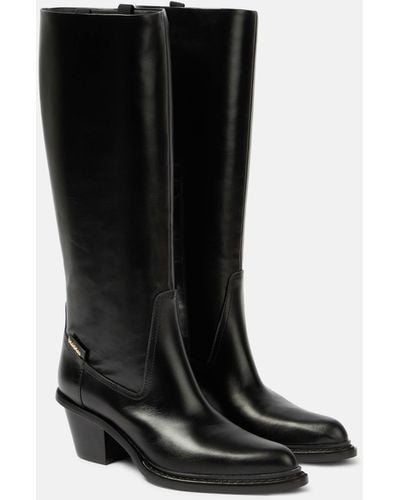 Max Mara Leather Knee-high Boots - Black