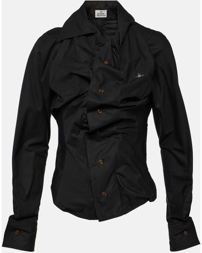 Vivienne Westwood Gathered Cotton Poplin Shirt - Black