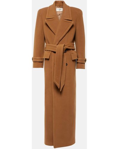 Saint Laurent Oversized Wool-blend Coat - Brown