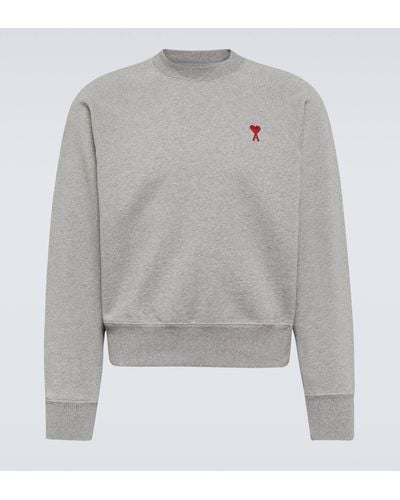 Ami Paris Ami De Coeur Cotton Sweater - Grey
