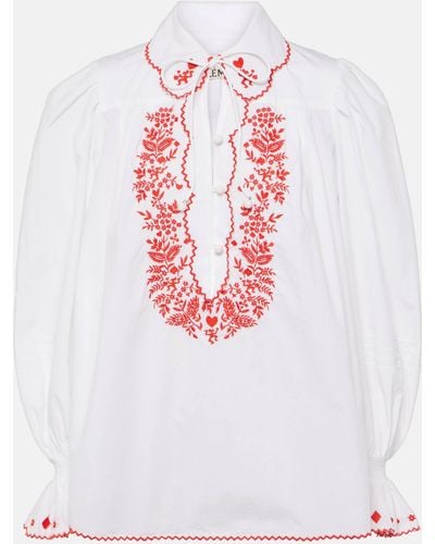 ALÉMAIS Hearts Embroidered Cotton Shirt - White