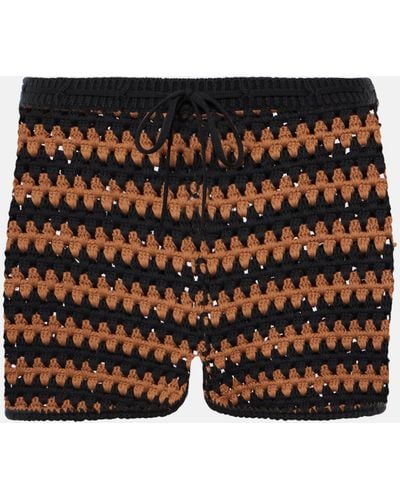 STAUD Samara Cotton Crochet Shorts - Black