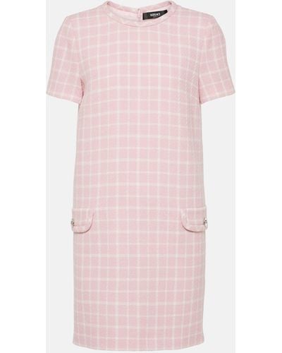 Versace Contrasto Wool-blend Tweed Minidress - Pink