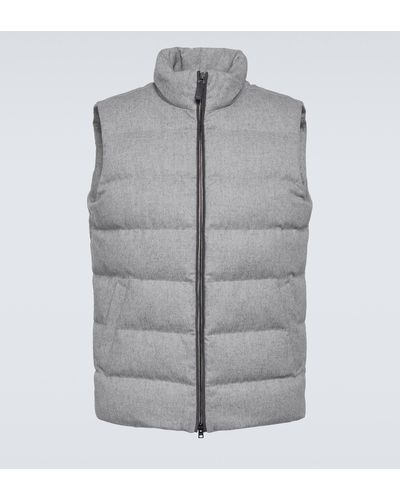 Herno Cashmere And Silk Down Vest - Grey