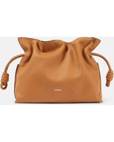 Loewe Flamenco Nappa Leather Clutch Bag - Brown
