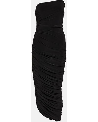 Norma Kamali Diana Strapless Jersey Midi Dress - Black