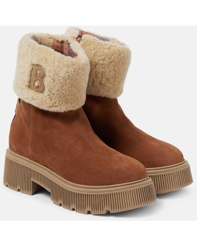 Bogner Turin Shearling-trimmed Suede Ankle Boots - Brown