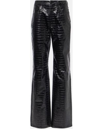 Frankie Shop Bonnie Croc-effect Faux Leather Pants - Black