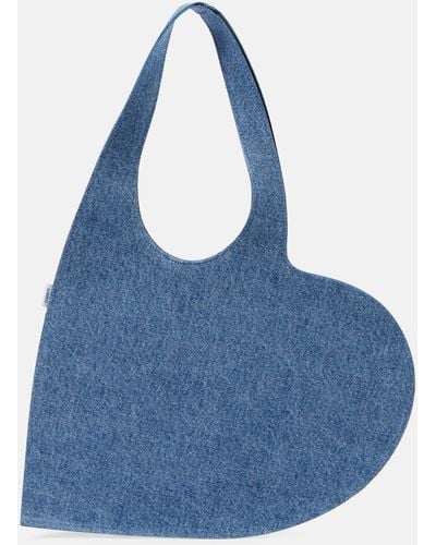 Coperni Heart Mini Denim Tote Bag - Blue