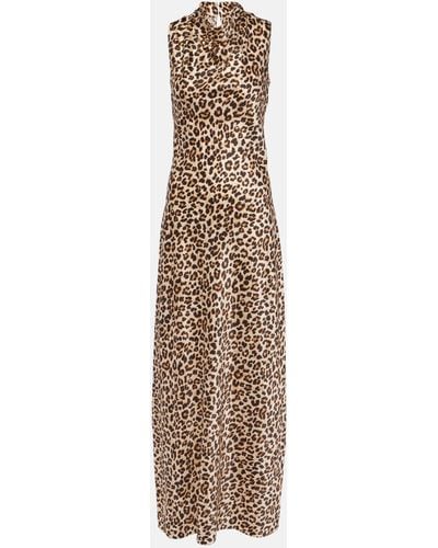 Veronica Beard Kura Leopard-print Silk-blend Maxi Dress - Natural