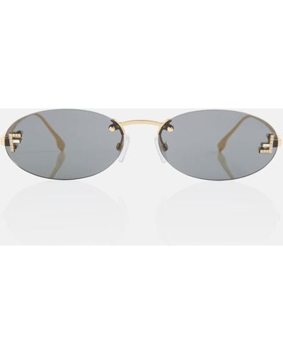 Fendi First Embellished Oval Sunglasses - Grey