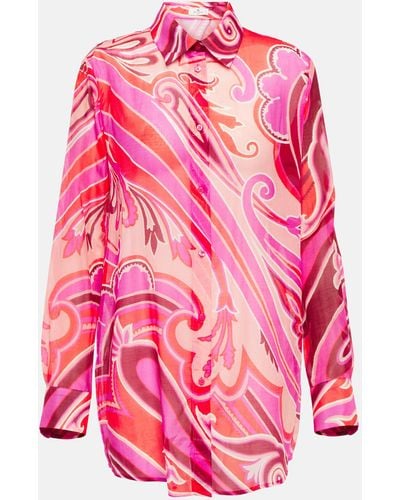 Etro Printed Cotton And Silk Shirt - Pink
