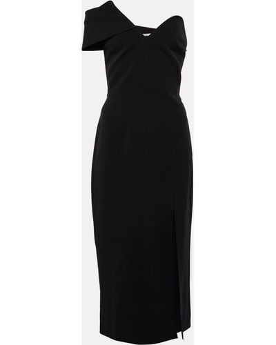 Safiyaa Asymmetric Crepe Midi Dress - Black
