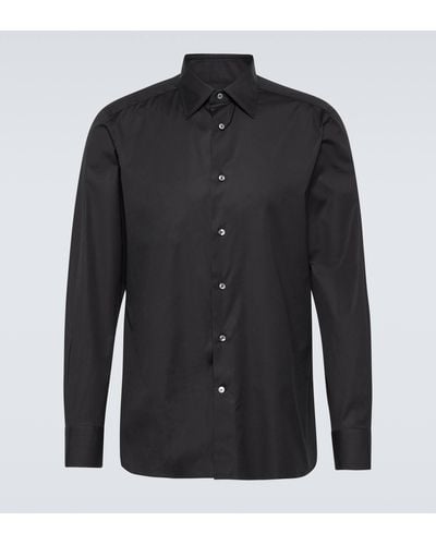 Zegna Cotton Oxford Shirt - Black