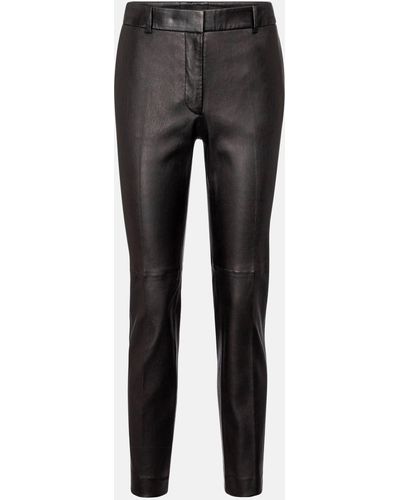 JOSEPH Coleman Mid-rise Leather Pants - Grey