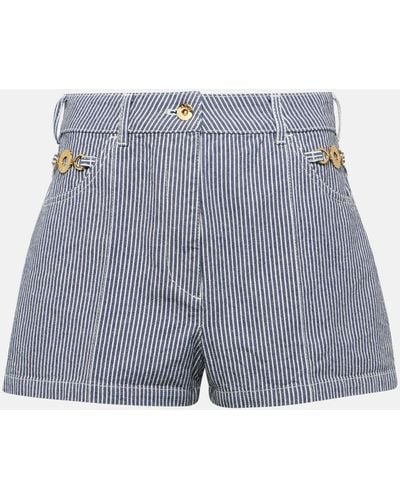 Patou Striped High-rise Denim Shorts - Blue