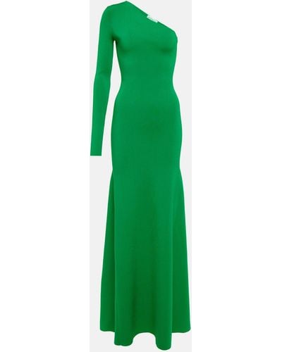 Victoria Beckham Knitted One-shoulder Maxi Dress - Green