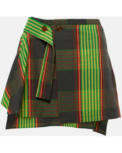 Vivienne Westwood Meghan Cotton And Linen Tartan Miniskirt - Green