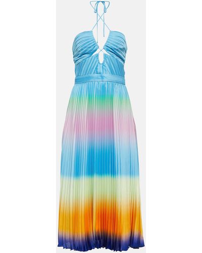 Jonathan Simkhai Annita Halterneck Pleated Midi Dress - Blue