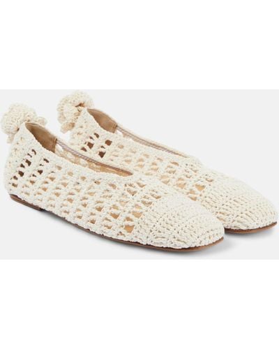 Magda Butrym Floral-applique Crochet Ballet Flats - White