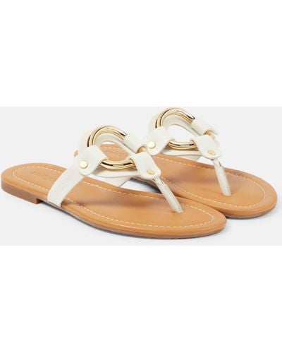 See By Chloé Hana Leather Thong Sandals - Natural