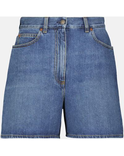 Gucci Horsebit-detailed Denim Shorts - Blue